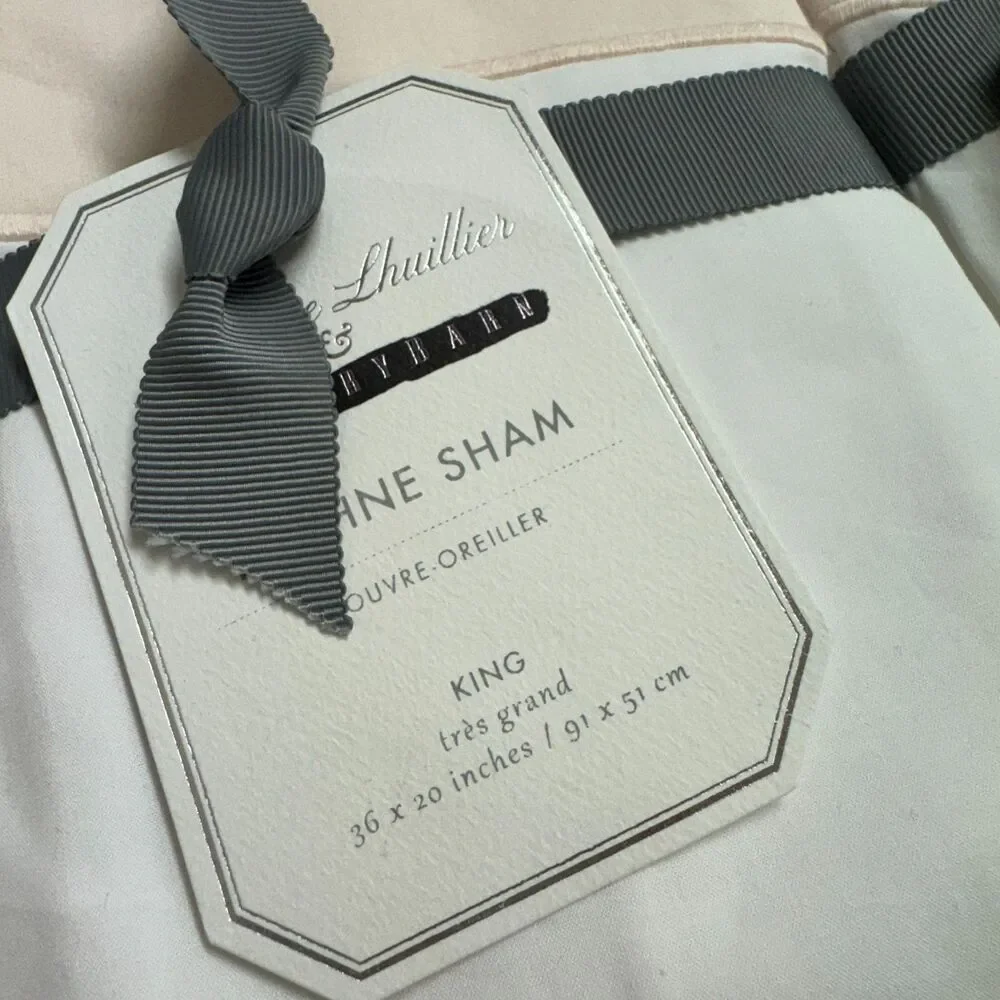 Pottery Barn Monique Lhuillier Daphne Organic Percale King Shams in Shell NEW